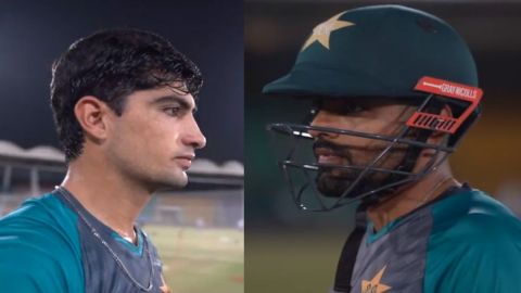 Cricket Image for Naseem Shah Babar Azam Face Off Watch Video