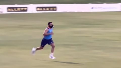 Cricket Image for Virat Kohli ran for 10 minutes with high altitude mask