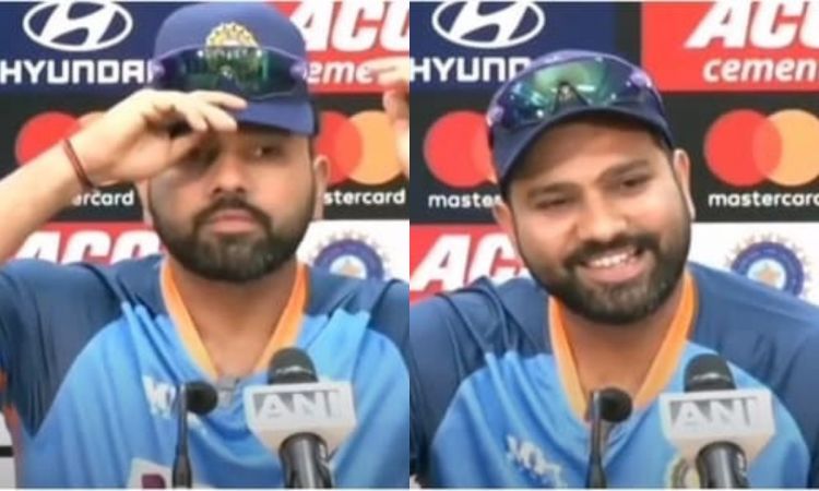 Cricket Image for VIDEO : 'इतना लंबा सवाल पूछते हो यार'. रिपोर्टर का सवाल सुनकर रोहित शर्मा के उड़े 