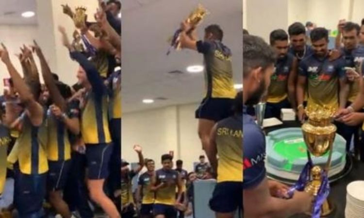 Cricket Image for VIDEO :  'कोई टेबल पर चढ़ गया तो कोई ज़मीन पर झूम रहा था' एशिया कप जीतने के बाद कु