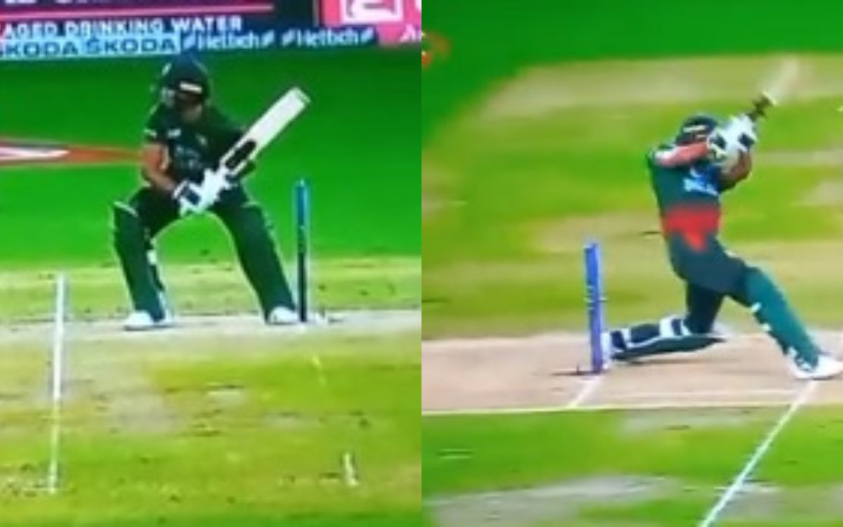 Cricket Image for VIDEO : सूई जितना फर्क और हिट विकेट से बच गया बांग्लादेशी बल्लेबाज़