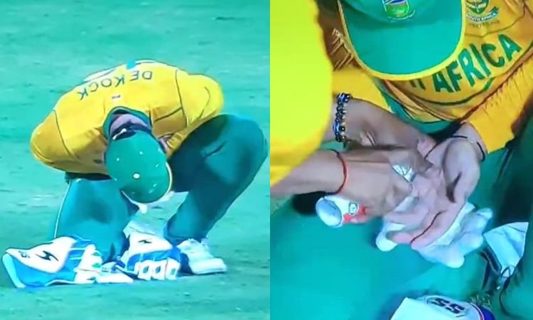 Cricket Image for दर्द से टूटे क्विंटन डी कॉक, 149.1 kph की स्पीड से गेंद लगी उंगली पर; देखें VIDEO
