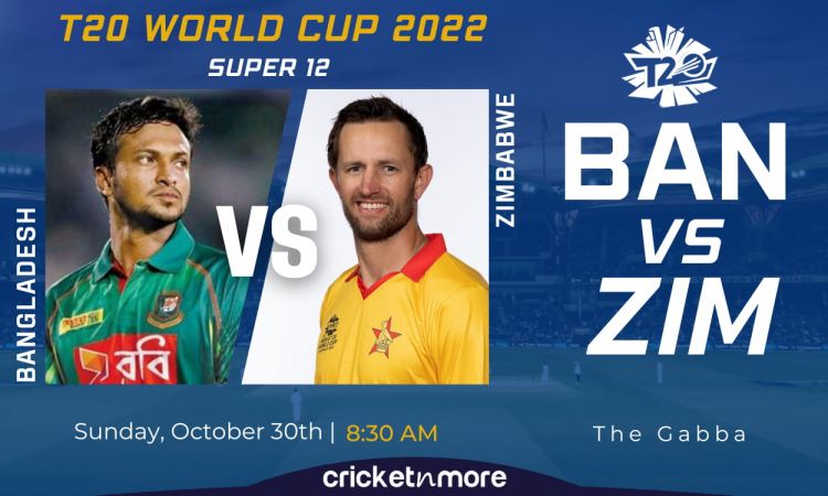 Cricket Image for Bangladesh Vs Zimbabwe, T20 World Cup, Super 12 - Cricket Match Prediction, Where 