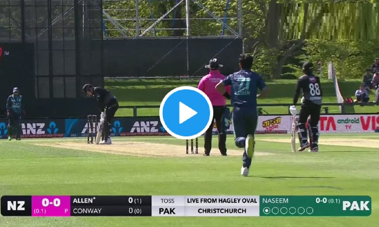Finn Allen departs after hitting 3 boundaries in the first over against Naseem Shah Finn Allen departs after hitting 3 boundaries in the first over against Naseem Shah