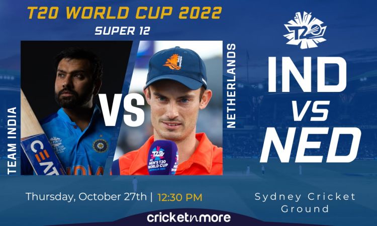 Cricket Image for India vs Netherlands, T20 World Cup, Super 12 - Cricket Match Prediction, Where To