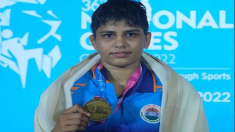 National Games wrestling: Teenager Antim takes gold on Games debut