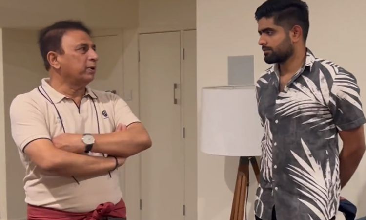 Cricket Image for T20 World Cup Babar Azam Meets Sunil Gavaskar
