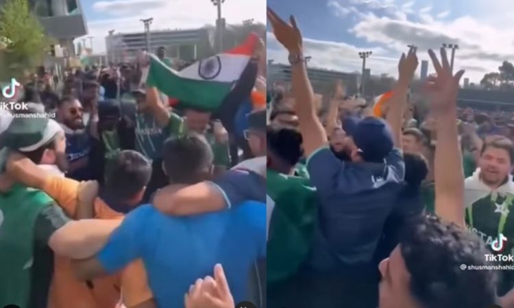 Cricket Image for T20 World Cup India And Pakistan Fans Sing Pasoori And Dance Together Watch Video