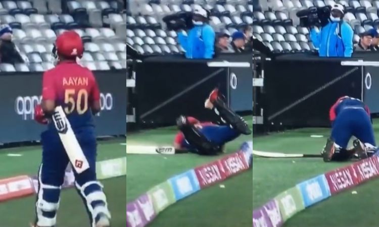 Cricket Image for Uae Vs Netherlands Aayan Afzal Khan Fell On His Face T20 World Cup