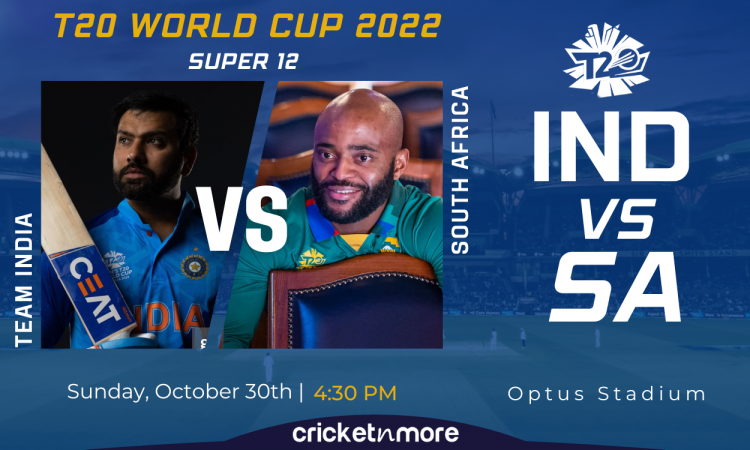 Cricket Image for India vs South Africa, T20 World Cup, Super 12 - Cricket Match Prediction, Where T