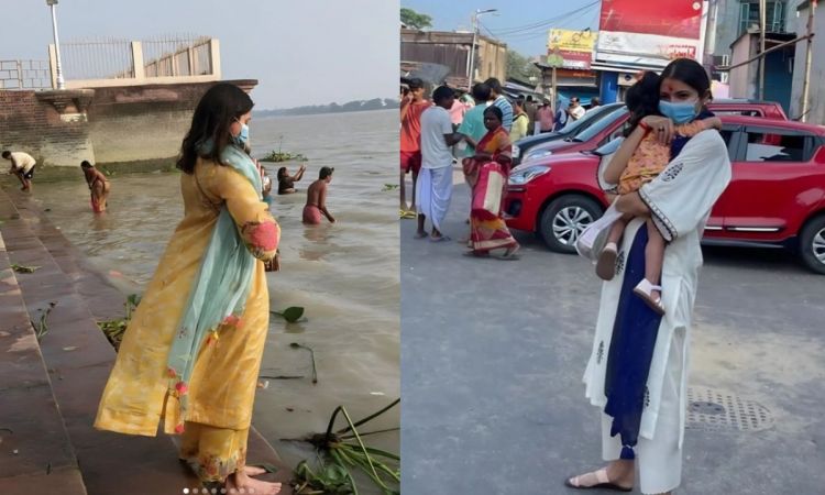 Cricket Image for Virat Kohli Wife Anushka Sharma On Hoogli River Kalighat Temple With Vamika