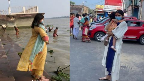 Cricket Image for Virat Kohli Wife Anushka Sharma On Hoogli River Kalighat Temple With Vamika