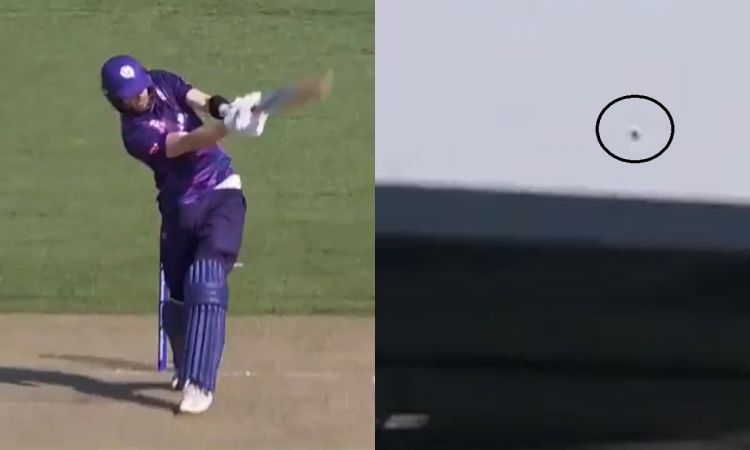 Cricket Image for VIDEO: स्कॉटलैंड के बल्लेबाज़ ने जड़ा हदपार लंबा छक्का, मैदान के बाहर गिरी गेंद