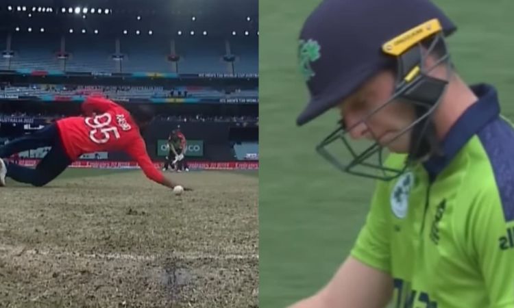 Cricket Image for 'अनलकी टकर', गेंदबाज़ से हाथ से टकराकर विकेट पर लगी बॉल; देखें VIDEO