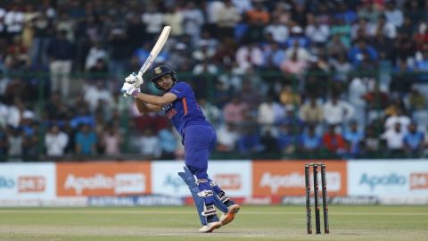 New Delhi : Indian batter Shubman Gill plays a shot during the 3rd ODI cricket match between India a