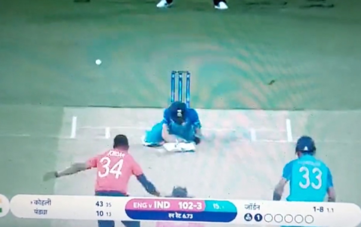 Cricket Image for Ind Vs Eng Virat Kohli Loses His Balance On Chris Jordan Bowling
