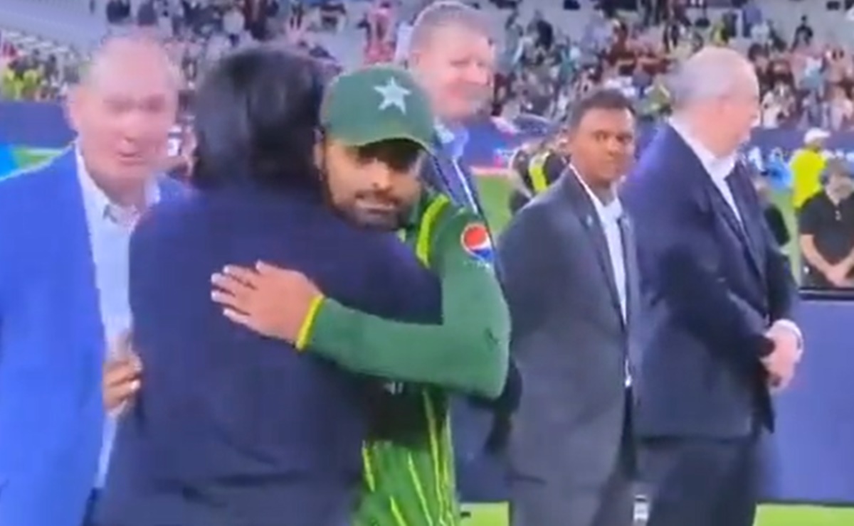 Cricket Image for Ramiz Raja Hug To Pakistan Captain Babar Azam Watch Video