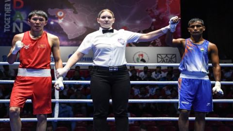 Sparsh Kumar off to flying start at 2022 Asian Elite Boxing