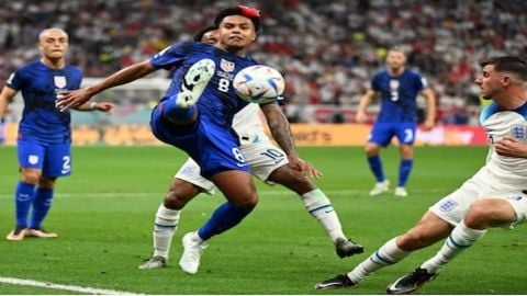 Al Khor: Weston McKennie of the United States controls the ball during the World Cup group B soccer 