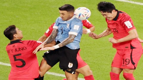 Al Rayyan: Kim Young-gwon of South Korea clears the ball with a header during the FIFA World Cup