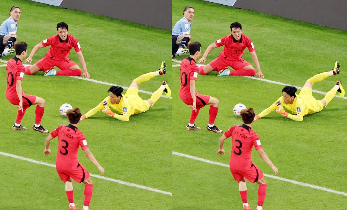 Al Rayyan : Lee Kang-in of South Korea drills a left-footed shot during the FIFA World Cup Group H m Al Rayyan : Lee Kang-in of South Korea drills a left-footed shot during the FIFA World Cup Group H m