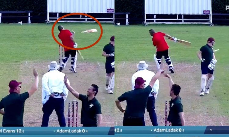 Cricket Image for VIDEO : रन आउट होकर झल्लाया बल्लेबाज़, साथी के मुंह पर फेंक मारा बैट