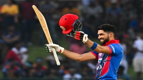 Dubai: Afghanistan's Ibrahim Zadran plays a shot during the T20 cricket match of Asia Cup between In