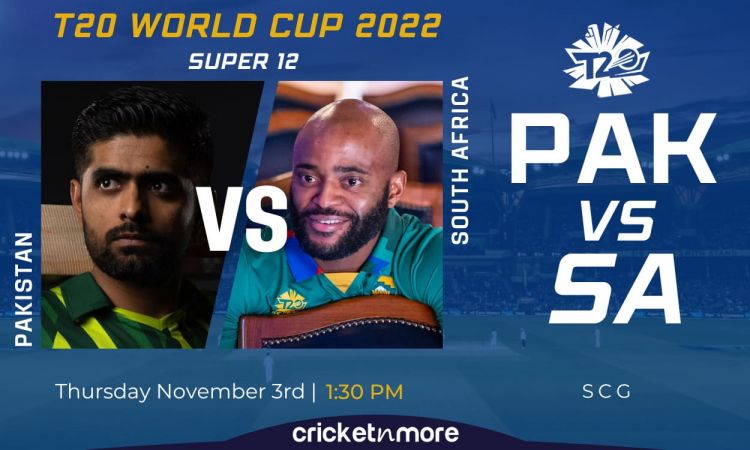 Cricket Image for South Africa vs Pakistan, T20 World Cup, Super 12 - Cricket Match Prediction, Wher