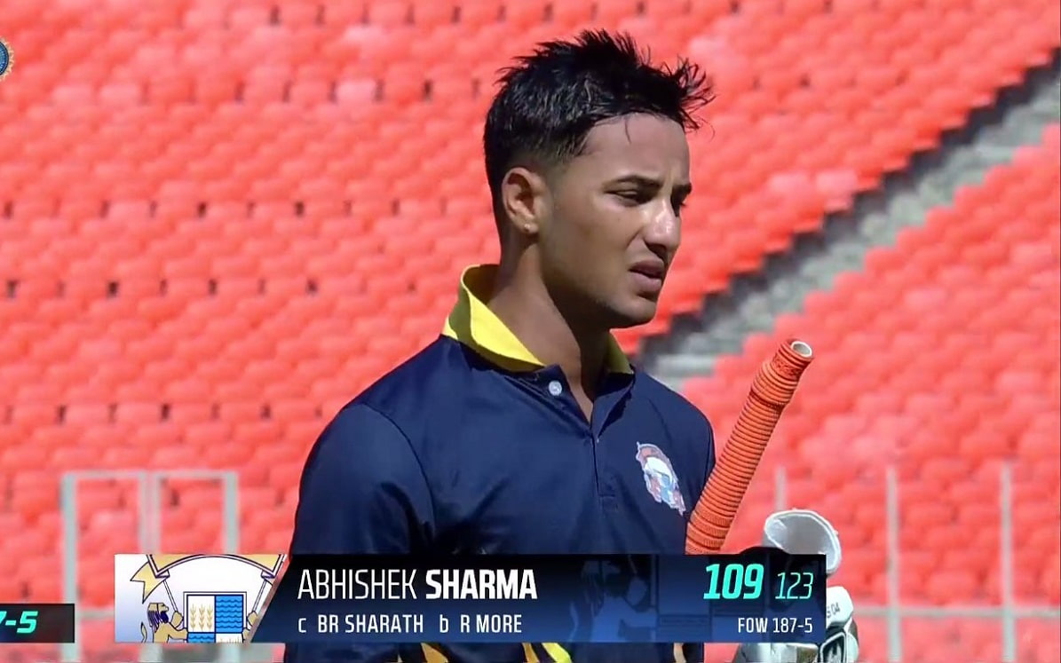 WATCH: Abhishek Sharma Smacks A 'Ton To Remember' In Vijay Hazare Trophy Quarter Final Match Against Karnataka