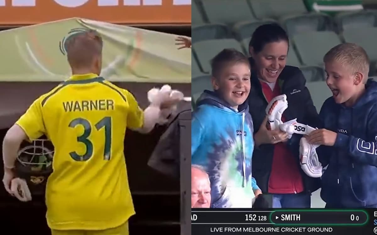 Cricket Image for ठोका शतक जीता दिल, डेविड वॉर्नर ने नन्हें फैन को दिया गिफ्ट; देखें VIDEO
