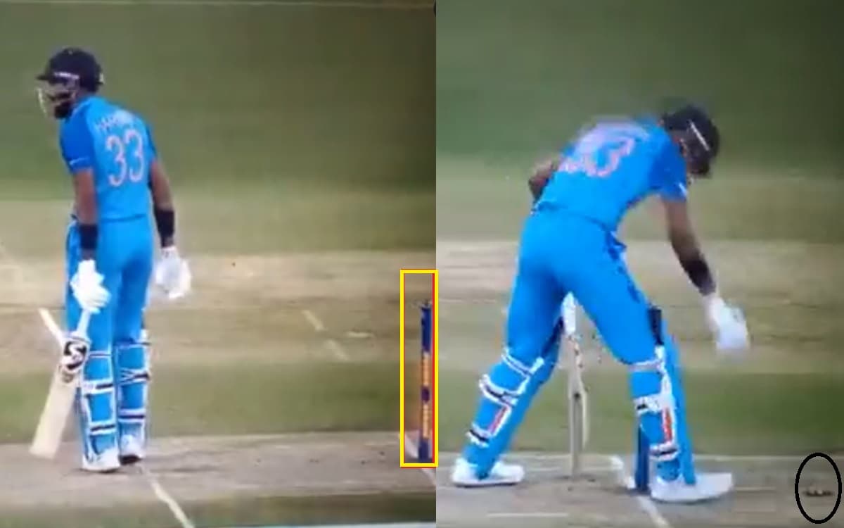 Cricket Image for हिट विकेट हुए हार्दिक,  फिर चुपचाप बेल्स उठाकर विकेट के ऊपर रखा; देखें VIDEO