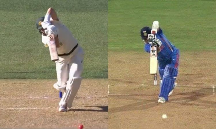 Cricket Image for AUS vs WI Marnus Labushange played straight drive like Sachin Tendulkar