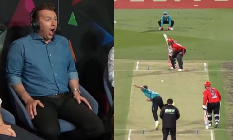 Cricket Image for Andre Russell Monstrous Six Brett Lee Reaction Bbl 2022