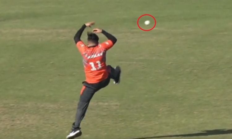 Cricket Image for European Cricket League Player Run Out Because Of Ball Hits Bowlers Head 