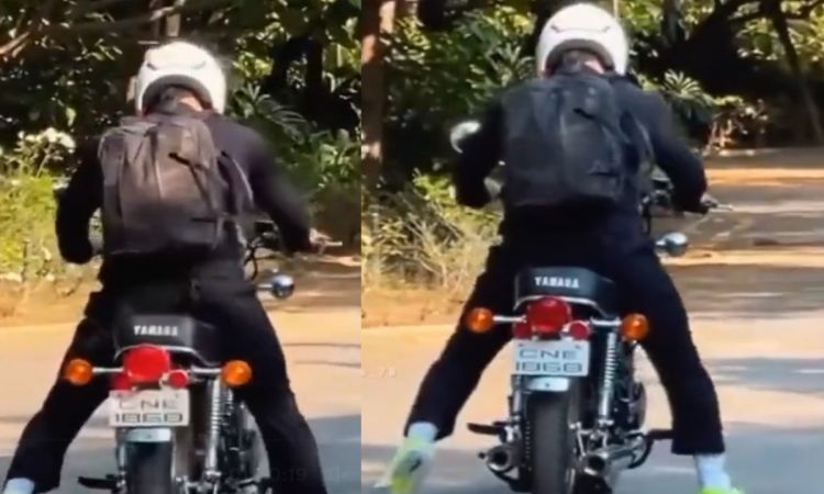 Cricket Image for Ms Dhoni Struggling To Start His Bike Watch Video