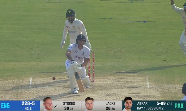 Cricket Image for Pak Vs Eng 2nd Test Abrar Ahmed Bowled Ben Stokes