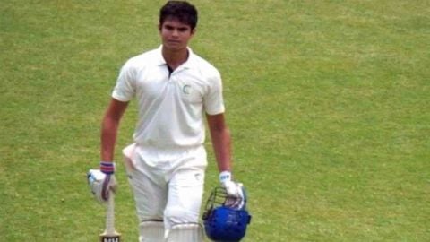 Like father, like son: Arjun Tendulkar slams ton on debut in Ranji Trophy (Photo credit: Twitter)