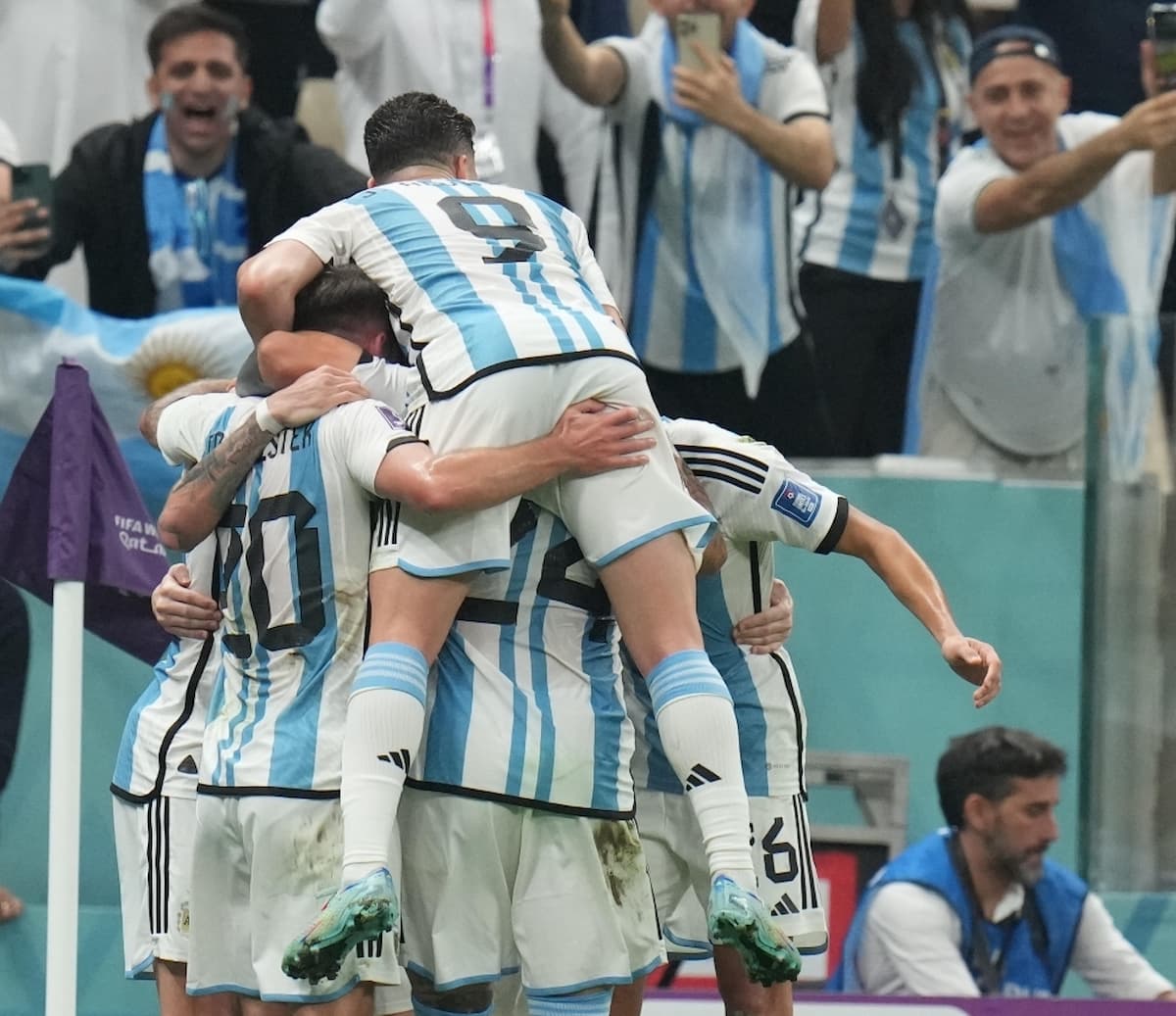 Lusail:Argentina's Lionel Messi celebrates scoring his side's first goal with a penalty shot during 