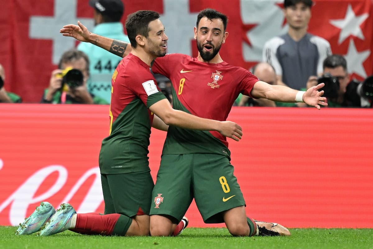 Lusail:Portugal's Goncalo Ramos, and Portugal's Pepe celebrate after fifth goal during the World Cup