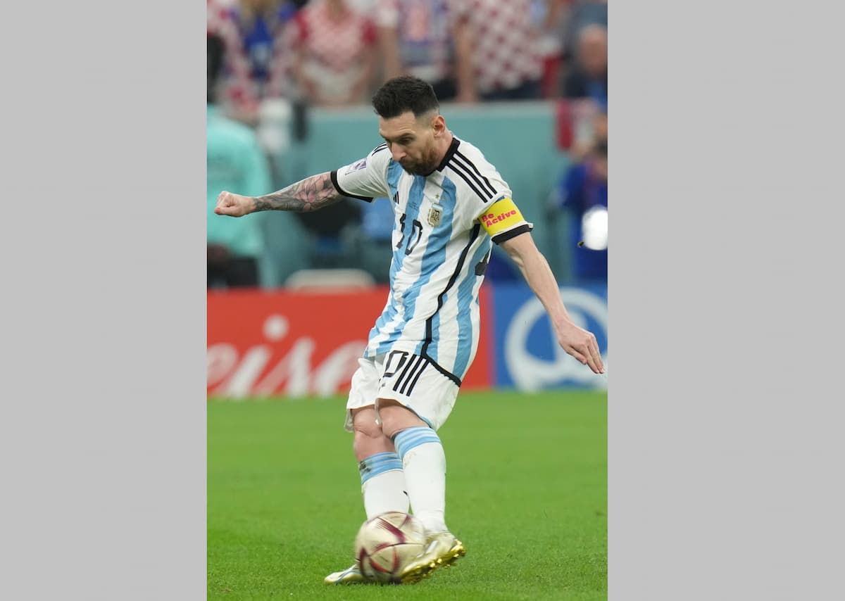 Lusail:Argentina's Lionel Messi reacts following the World Cup semi final soccer match between Argen