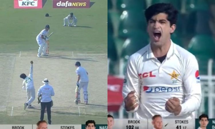 Cricket Image for VIDEO : छक्का खाने के बाद नसीम शाह ने लिया बदला, बिखेर दी स्टोक्स की गिल्लियां