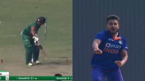 Cricket Image for VIDEO : उमरान ने डाली 151 KMPH की गेंद, हवा में उड़ती दिखी स्टंप