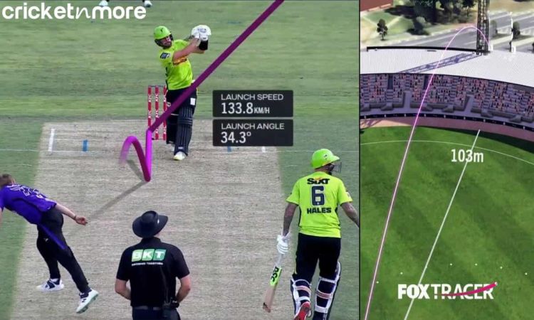 Cricket Image for बल्ला बना गदा, Alex Ross ने आंद्रे रसेल के अंदाज में मारा 103 मीटर लंबा छक्का; देख