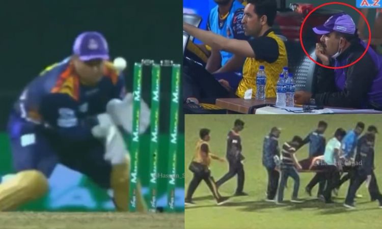 Cricket Image for पिता मोईन खान का उड़ा रंग, बेटे आजम खान के सिर पर लगी जानलेवा गेंद; देखें VIDEO