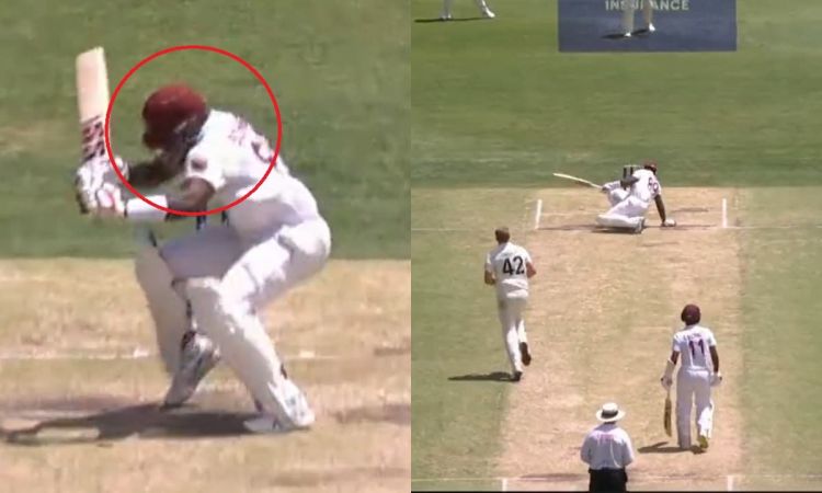 Cricket Image for रिटायर हर्ट हुआ कैरेबियाई बल्लेबाज़, लाइव मैच में कैमरून ग्रीन ने सिर पर मारी खतरन