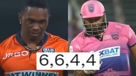 Watch Kieron Pollard Smashed 6 6 4 4 Against Dwayne Bravo पोलार्ड के सामने फिर पस्त हुए ब्रावो, 4 गे