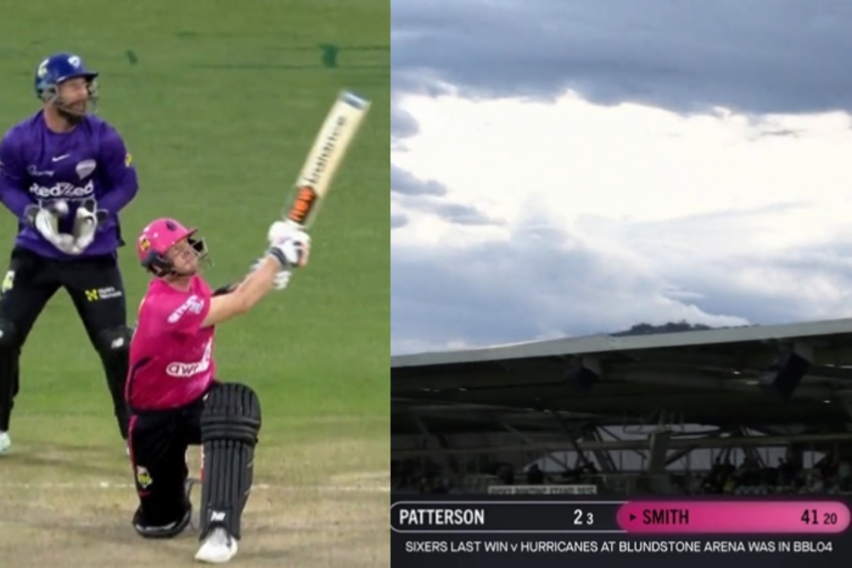 Cricket Image for Big Bash League Steve Smith Massive Six Onto The Roof Watch Video