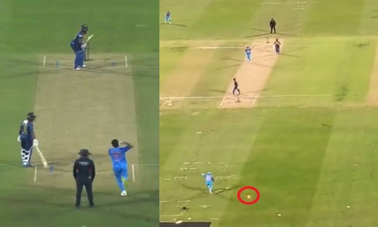 Cricket Image for Ind Vs Sl Bails Fell 30 Yards After Colliding With Umran Malik Ball 