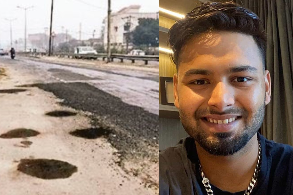 Cricket Image for Rishabh Pant Accident Few Workers Were Seen Filling Potholes