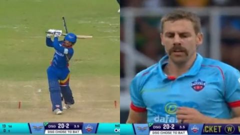 Cricket Image for VIDEO : नॉर्खिया को नहीं झेल पाए डी कॉक, रफ्तार भरी गेंद ने हवा में उड़ाई स्टंप